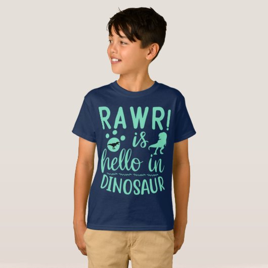 Rawr! Is Hallo in Dinosaur T-Shirt (Voorkant volledig)