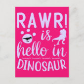 Rawr! is Hallo in het Briefkaart Dinosaur (Voorkant)