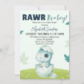 Rawr It’s a Boy Dinosaur Baby Shower Invitation Kaart (Voorkant)
