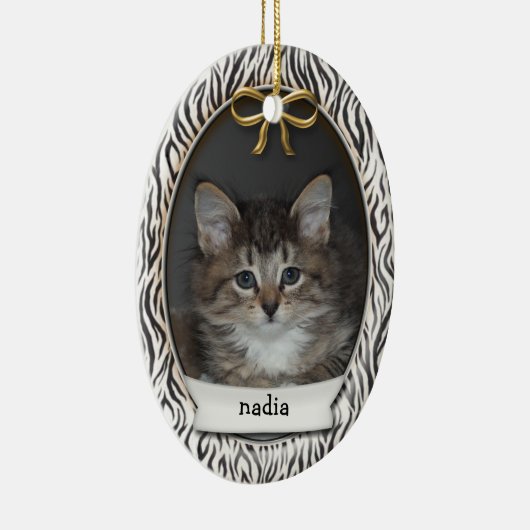 Rawr! Kat eerste kerstmis zwarte stapes Keramisch Ornament (Rechts)