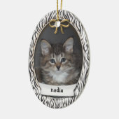 Rawr! Kat eerste kerstmis zwarte stapes Keramisch Ornament (Links)