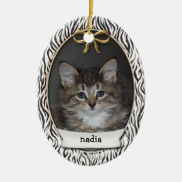 Rawr! Kat eerste kerstmis zwarte stapes Keramisch Ornament