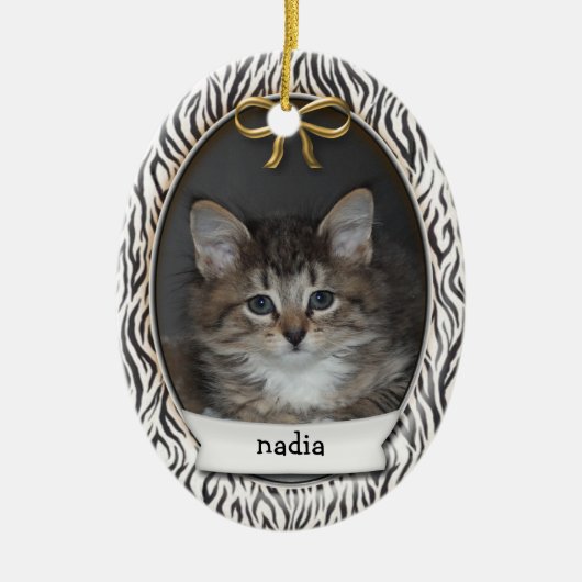 Rawr! Kat eerste kerstmis zwarte stapes Keramisch Ornament (Voorkant)