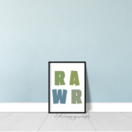 RAWR Kinderkamer Dinosaurus Muurkunst Poster