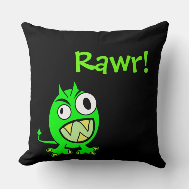 Rawr Little Green Devil Kussen (Voorkant)
