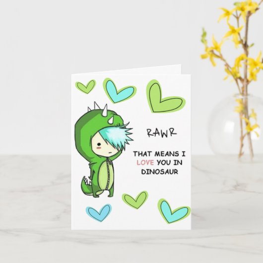 RAWR middelen I LIEFDE U in dinosauruskaart Kaart (Gele Bloem)