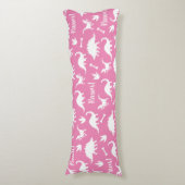 Rawr Modern White Dinosaur Silhouettes Lichaamskussen (Voorkant Verticaal)