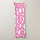 Rawr Modern White Dinosaur Silhouettes Lichaamskussen (Achterkant (Verticaal))