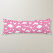 Rawr Modern White Dinosaur Silhouettes Lichaamskussen (Voorkant)