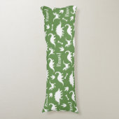 Rawr Modern White Dinosaur Silhouettes Lichaamskussen (Voorkant Verticaal)