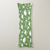 Rawr Modern White Dinosaur Silhouettes Lichaamskussen (Achterkant (Verticaal))