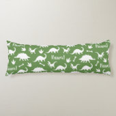 Rawr Modern White Dinosaur Silhouettes Lichaamskussen (Voorkant)