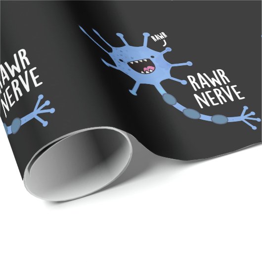 Rawr Nerve Funny Neuron Nerve Pun Dark BG Cadeaupapier (Rol Hoek)