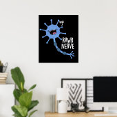 Rawr Nerve Funny Neuron Nerve Pun Dark BG Poster (Thuiskantoor)