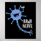 Rawr Nerve Funny Neuron Nerve Pun Dark BG Poster (Voorkant)