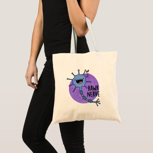 Rawr Nerve Funny Neuron Nerve Pun Tote Bag (Voorkant (product))