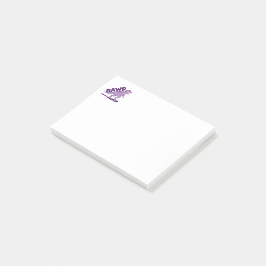 RAWR Paarse gevlekte T-rex Tyrannosaurus dinosauru Post-it® Notes (Schuin)