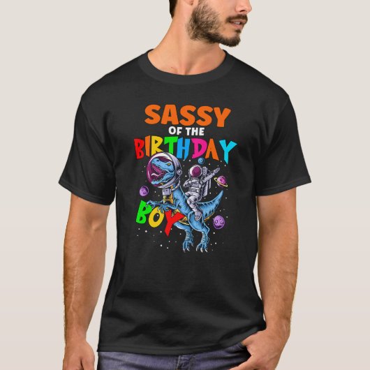 Rawr Sassy of the Birthday Boy Astronaut Riding di T-shirt (Voorkant)