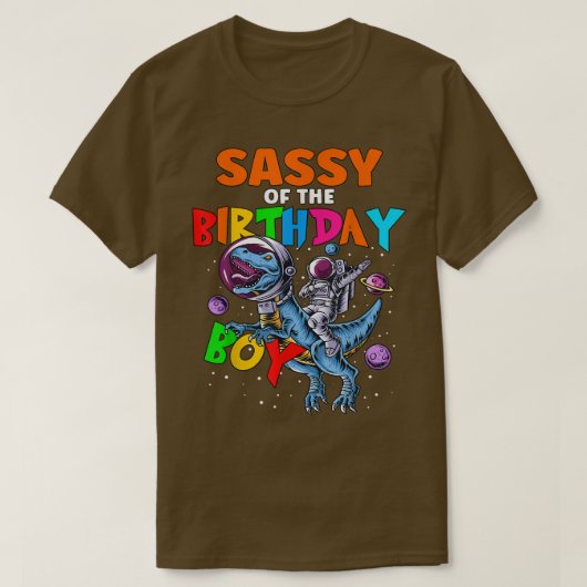 Rawr Sassy of the Birthday Boy Astronaut Riding di T-shirt (Design voorkant)
