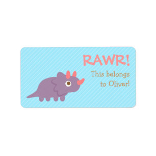 Rawr, Schattigee Paarse Triceratops dinosaurus voo Etiket