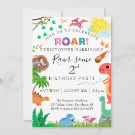 Rawr-some Dinosaur 2de Verjaardagsfeestje Kaart