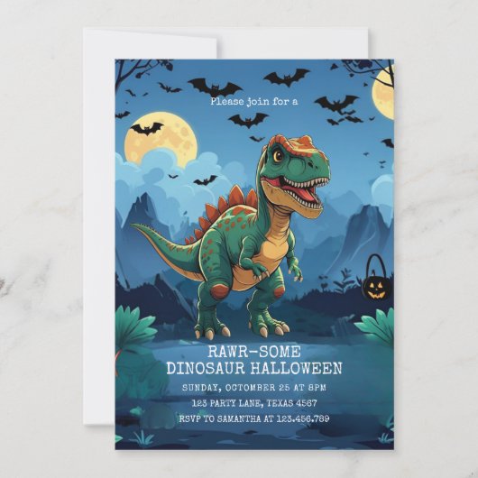 RAWR-some Dinosaur Halloween Kinder Partij Feestdagenkaart (Voorkant)