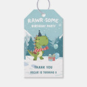RAWR-Some Dinosaur Winter Birthday Cadeaulabel (Voorkant)
