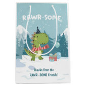 RAWR-Some Dinosaur Winter Birthday Medium Cadeauzakje (Voorkant)