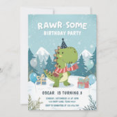 RAWR-Some Winter Dinosaur T-Rex Sneeuw Feestje Kaart (Voorkant)