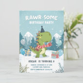 RAWR-Some Winter Dinosaur T-Rex Sneeuwfeestje Kaart (Staand voorkant)