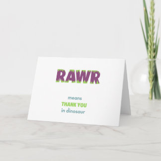 RAWR staat voor Thank You in Dinosaur Bedankkaart