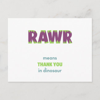 RAWR staat voor Thank You in Dinosaur Briefkaart