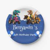 Rawr T-Rex dinosaurus tractor vrachtwagen ballon V Papieren Bordje (Voorkant)