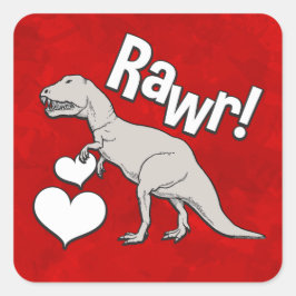Rawr Tyrannosaurus T Rex Valentijnsdag Kinder jong Vierkante Sticker