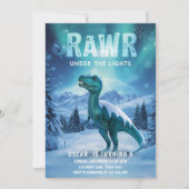 RAWR Under the Lights Dinosaur Winter Verjaardag Kaart (Voorkant)