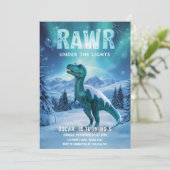 RAWR Under the Lights Dinosaur Winter Verjaardag Kaart (Staand voorkant)