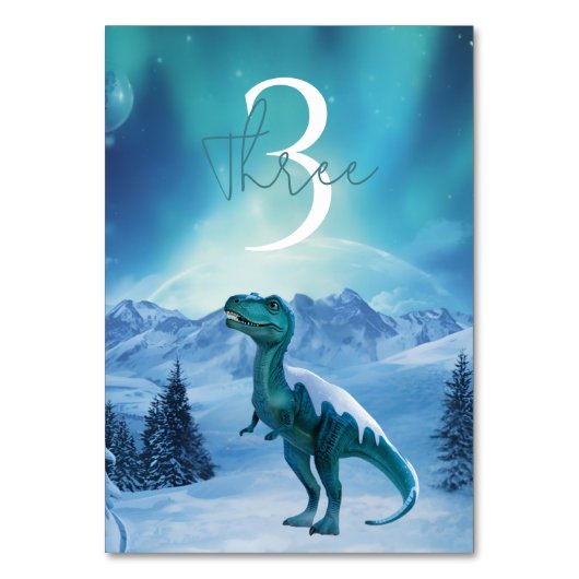 RAWR Under the Lights Dinosaur Winter Verjaardag Kaart (Voorkant)