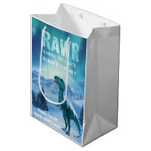 RAWR Under the Lights Dinosaur Winter Verjaardag Medium Cadeauzakje (Voorkant Gekanteld)