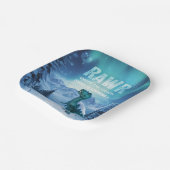 RAWR Under the Lights Dinosaur Winter Verjaardag Papieren Bordje (Gebogen)