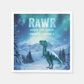 RAWR Under the Lights Dinosaur Winter Verjaardag Servet (Voorkant)