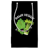 Rawr Veggie Funny Food Pun Dark BG Klein Cadeauzakje (Voorkant)