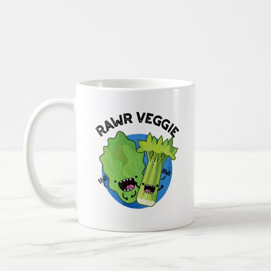 Rawr Veggie Funny Food Pun Koffiemok (Links)