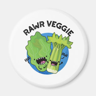 Rawr Veggie Funny Food Pun Magneet
