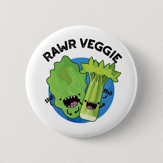 Rawr Veggie Funny Food Pun Ronde Button 5,7 Cm (Voorkant)