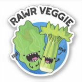 Rawr Veggie Funny Food Pun Sticker (Voorkant)