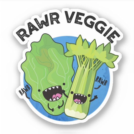 Rawr Veggie Funny Food Pun Sticker (Voorkant)