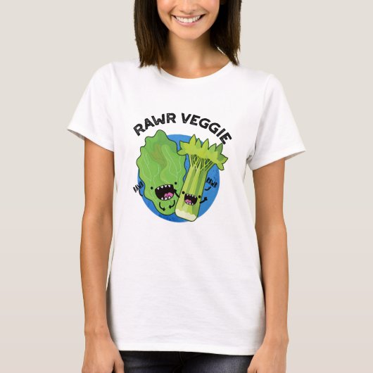 Rawr Veggie Funny Food Pun T-shirt (Voorkant)