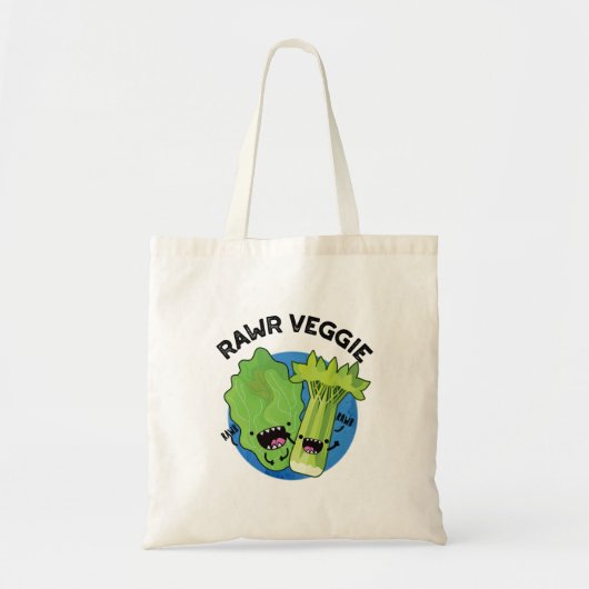 Rawr Veggie Funny Food Pun Tote Bag (Voorkant)