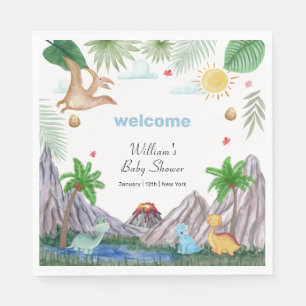 Rawr Vulkan Berg Bos Dinosaurus Baby Shower Servet