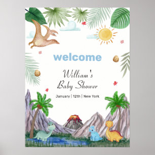 Rawr Vulkan Berg Dino Baby Shower Welkom Poster